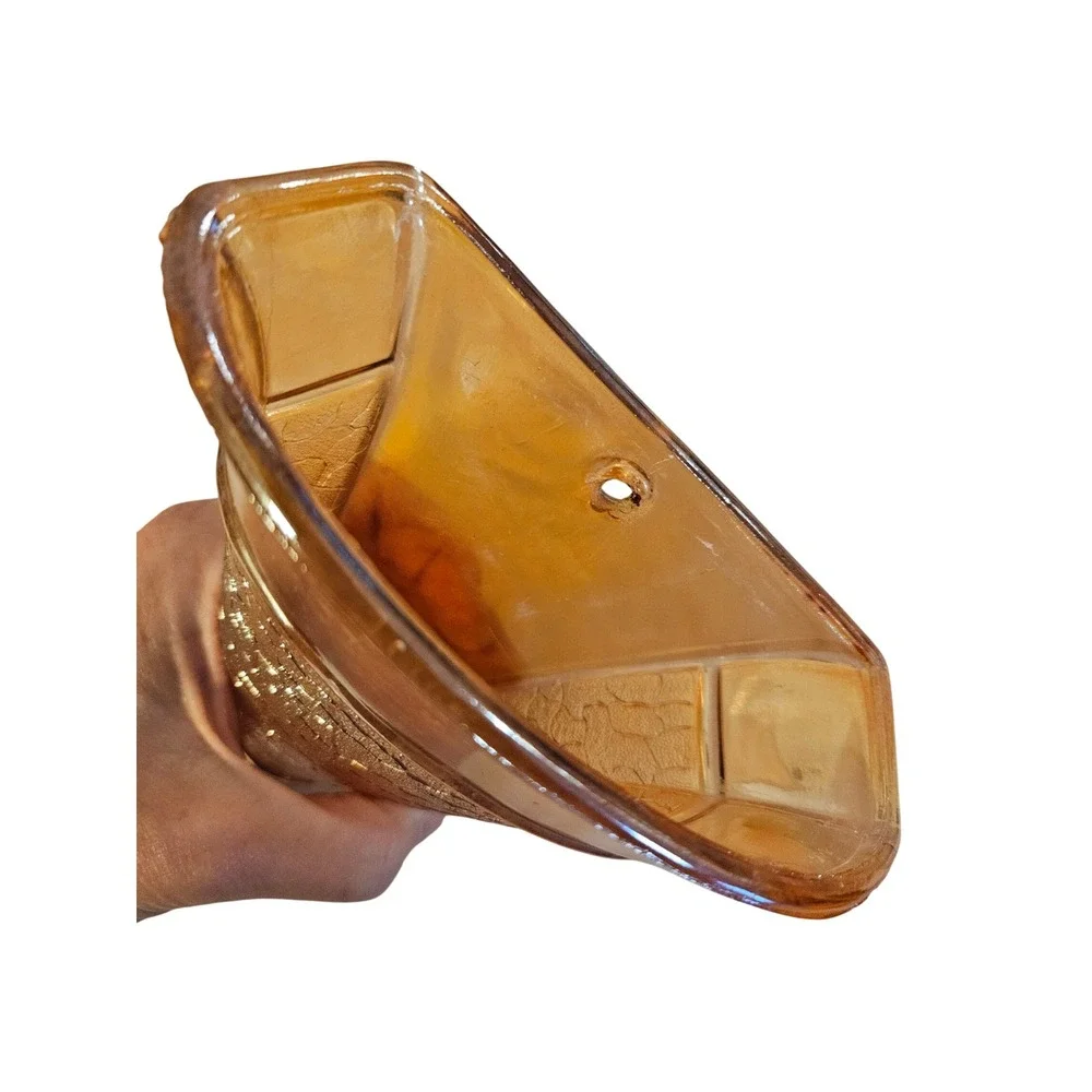 Vintage Iridescent Carnival Glass Vase Textured Amber Gold Tone Decor